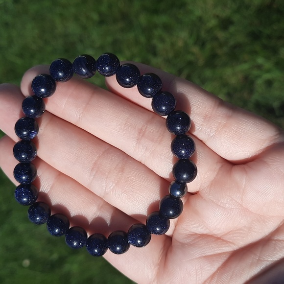 Hand Crafted Jewelry - Blue goldstone 8mm bracelet
